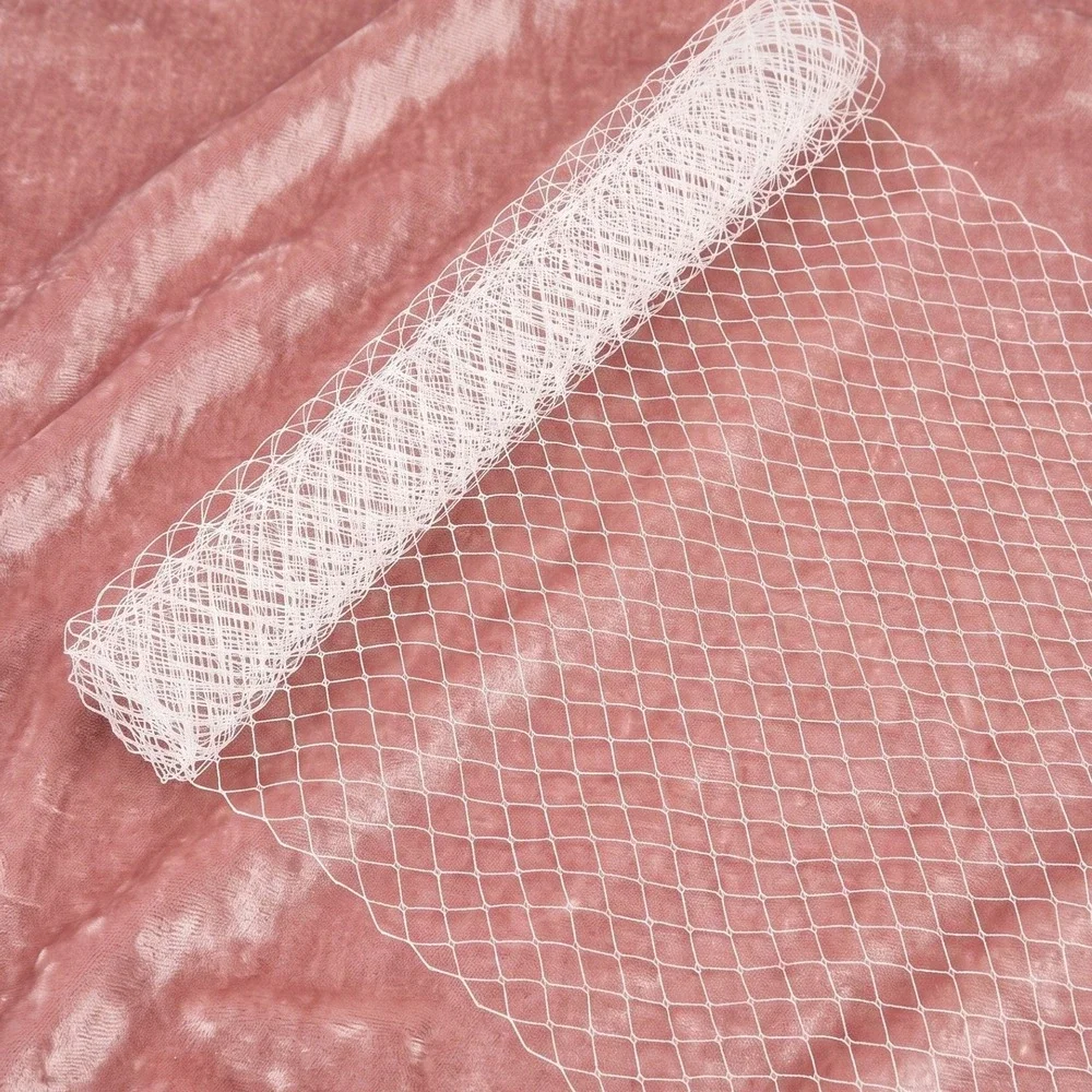 White bird cage hat veil netting french birdcage net 1+ blusher length bird cage